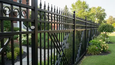 Black ornamental metal fence installation in Detroit, MI showcasing decorative design and expert craftsmanship