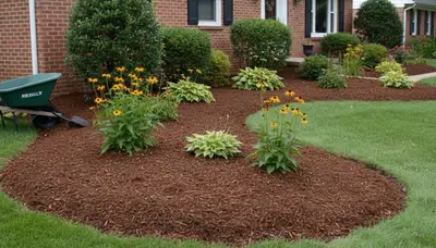 Freshly installed mulch beds with clean edges by Greater Detroit Landscaping in Detroit, MI