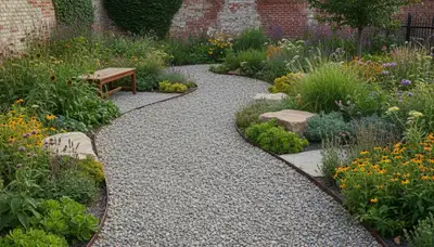 Professional pea gravel garden path design in Detroit MI by Chop Chop Landscaping