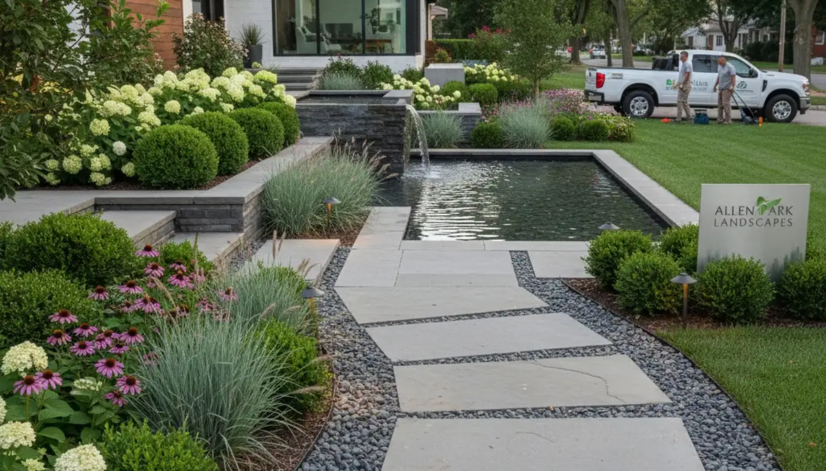 Landscaping crew providing lawn care and yard maintenance in Detroit, MI