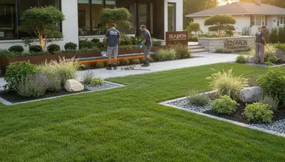Landscaping crew providing lawn care and yard maintenance in Detroit, MI