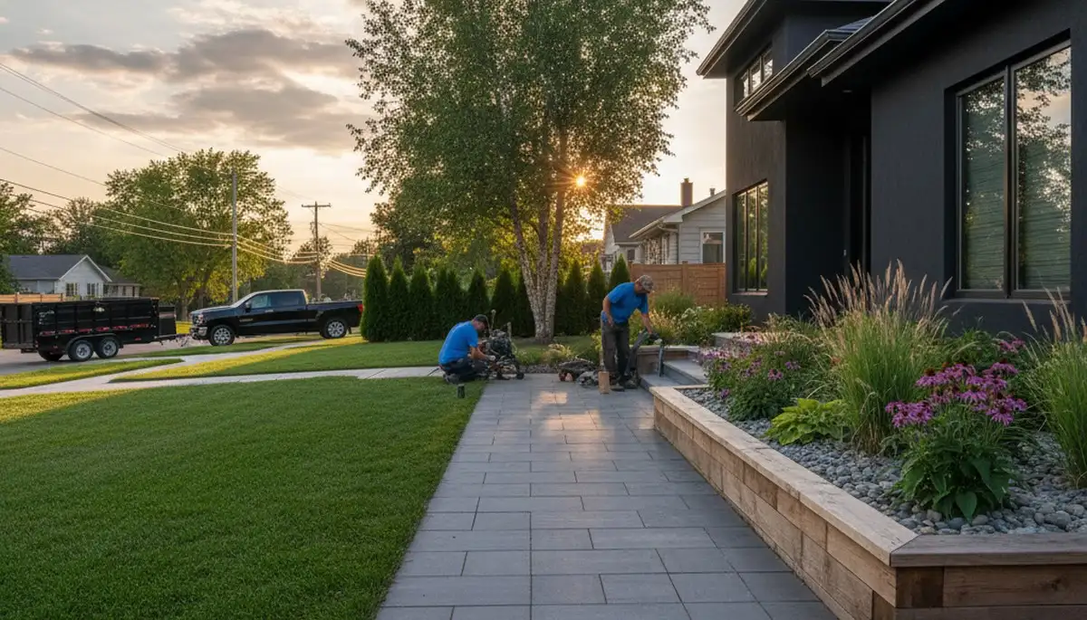 Landscaping crew in Detroit, MI providing professional yard maintenance and outdoor care