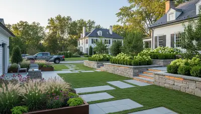 Landscape company service page for Detroit, MI showcasing professional landscaping work
