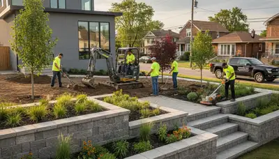 Detroit, MI landscaping crew providing professional lawn care and landscape maintenance services