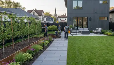 Landscaping crew serving Detroit, MI providing professional lawn and landscape care