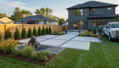 Landscaping crew serving Detroit, MI with professional lawn and yard maintenance services