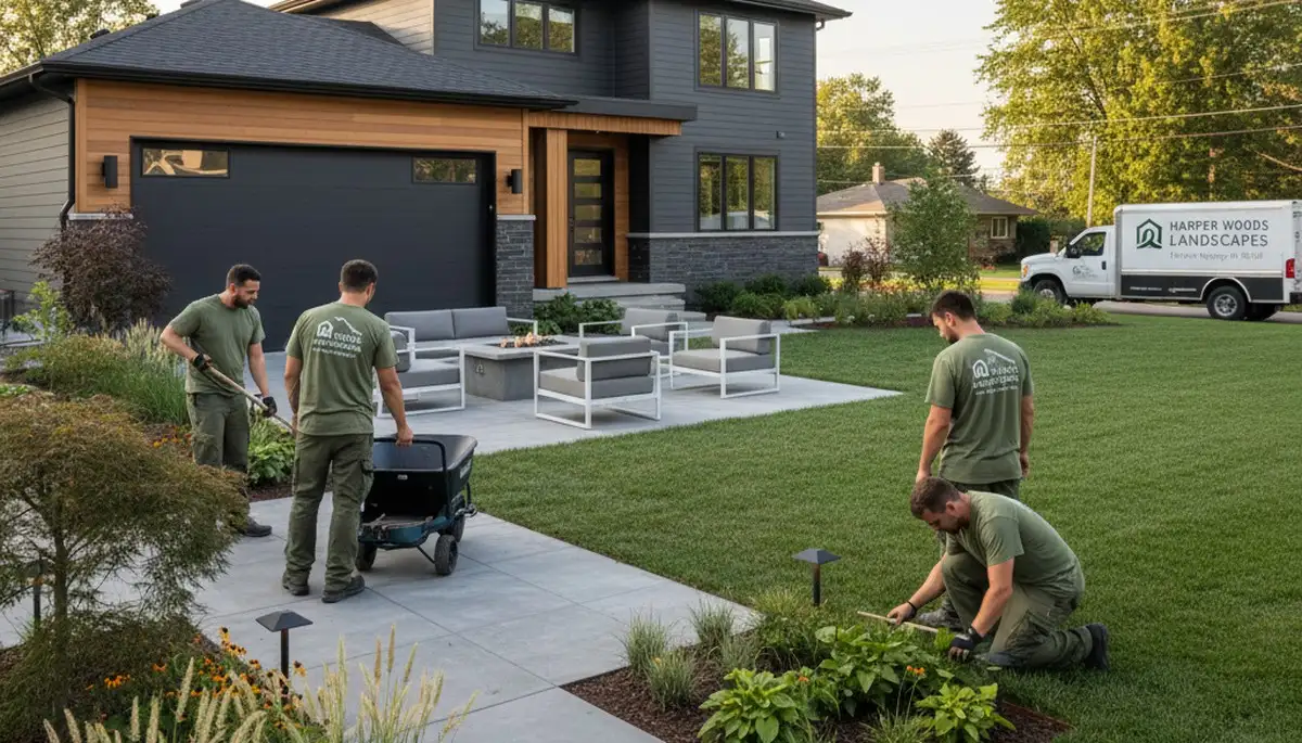 Landscaping crew serving Detroit, MI with professional lawn and garden maintenance services