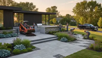 Landscaping crew serving Detroit, MI with professional lawn and landscape maintenance services