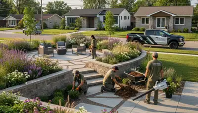 Detroit, MI landscaping crew providing professional lawn care and outdoor maintenance services