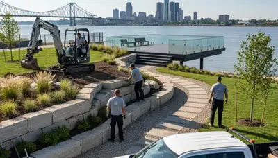 Landscaping crew providing lawn care and landscape maintenance in Detroit, MI