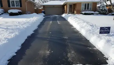 Cleared driveway after professional snow removal in Detroit MI by Greater Detroit Landscaping