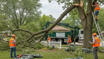 Detroit MI storm debris cleanup crew removing fallen branches | Chop Chop Landscaping yard restoration